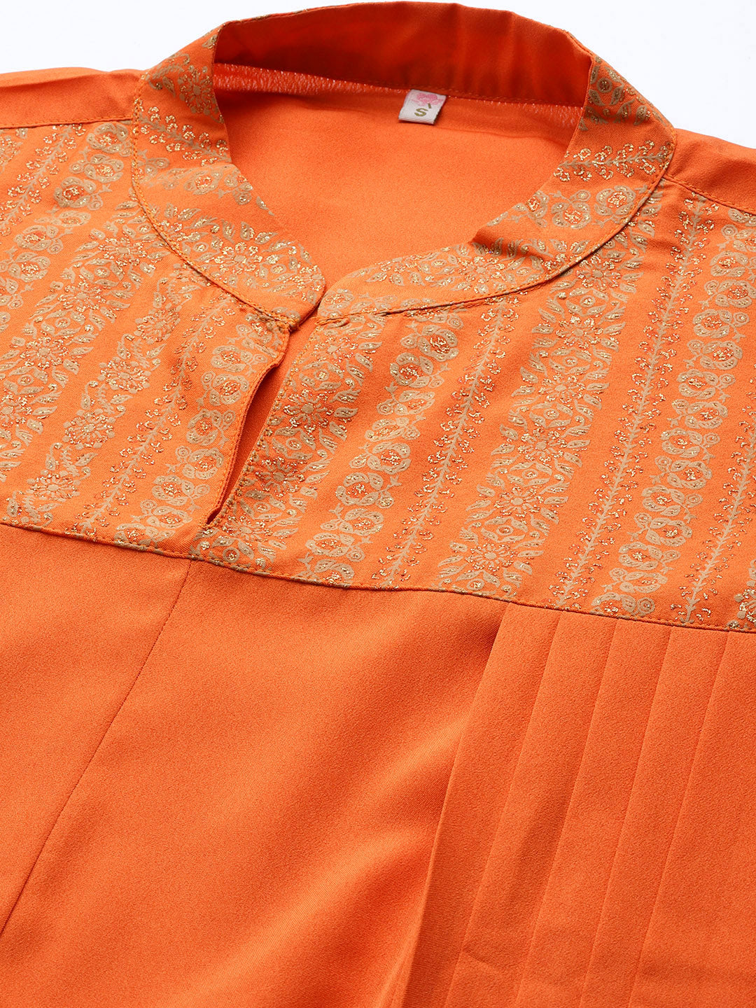 Orange Printed Crepe Cowl Kurta