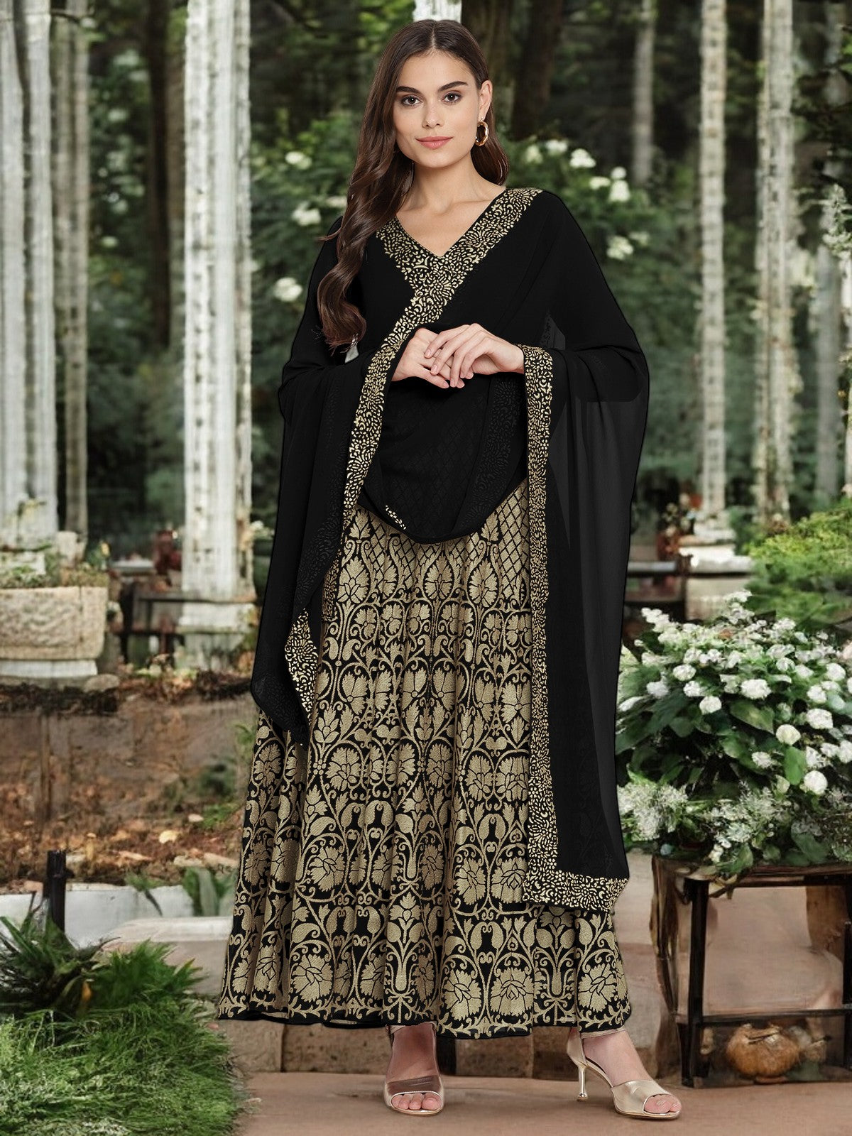 Black Printed  Kurta Set for Women's