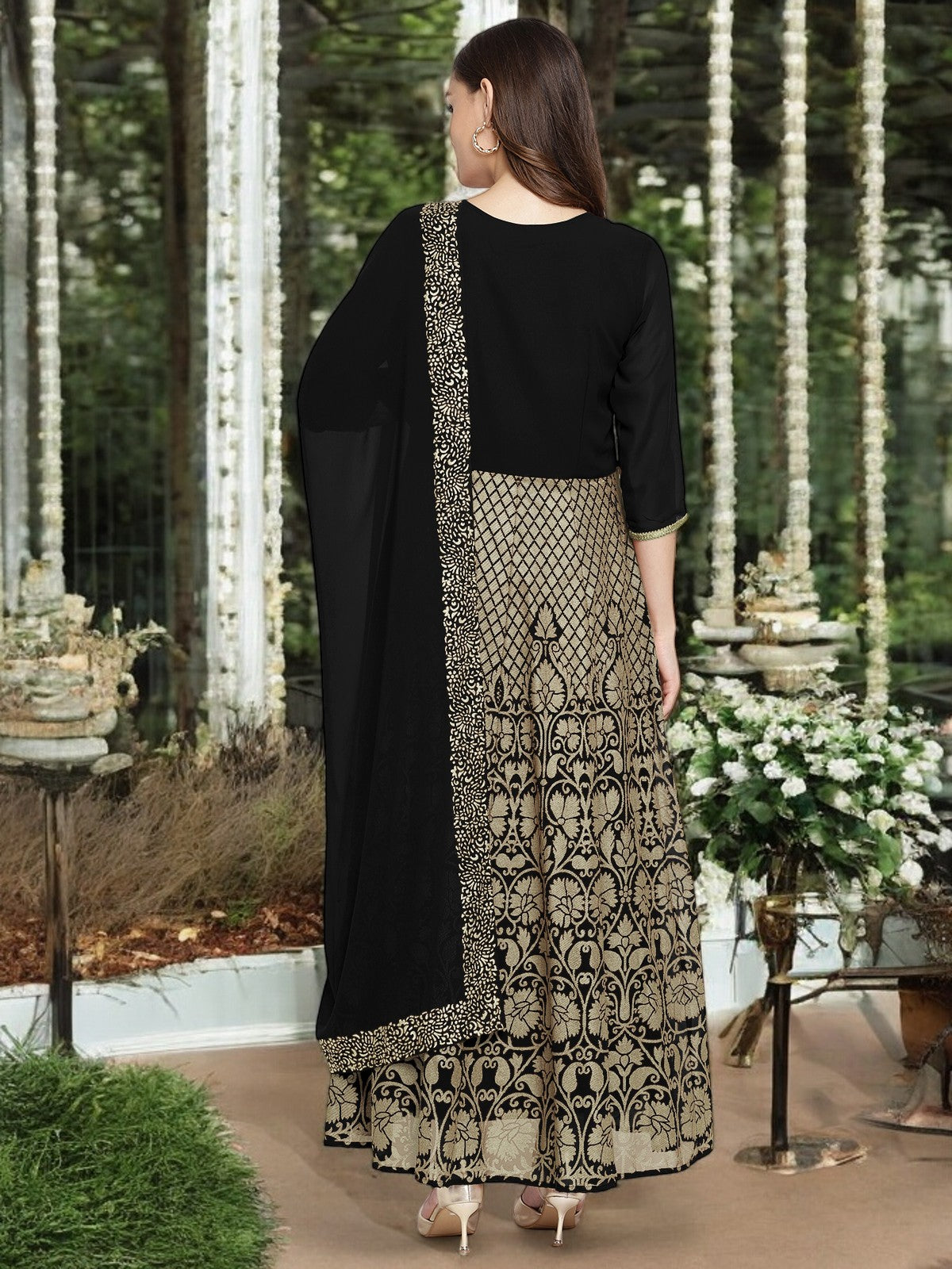 Black Printed  Kurta Set for Women's