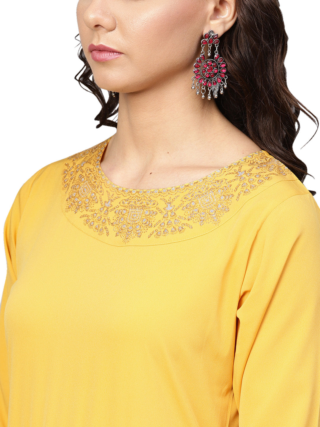 Mustard Yellow Straight Kurta Set with Dupatta