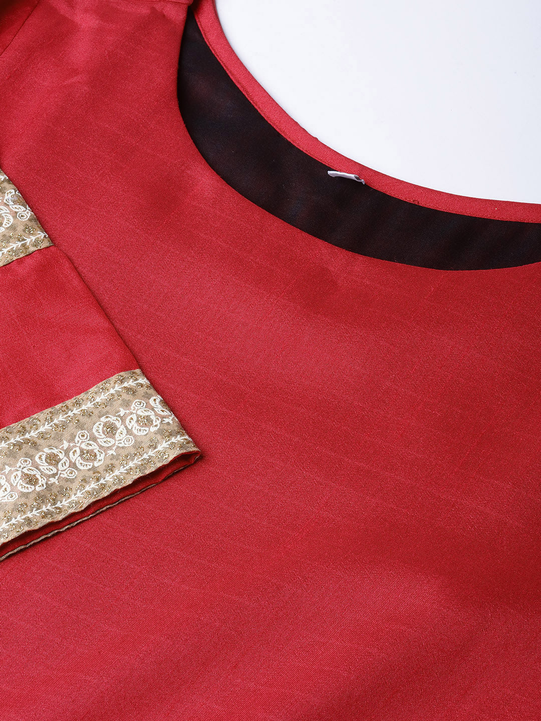 Red Solid Anarkali Kurta With Printed Dupatta