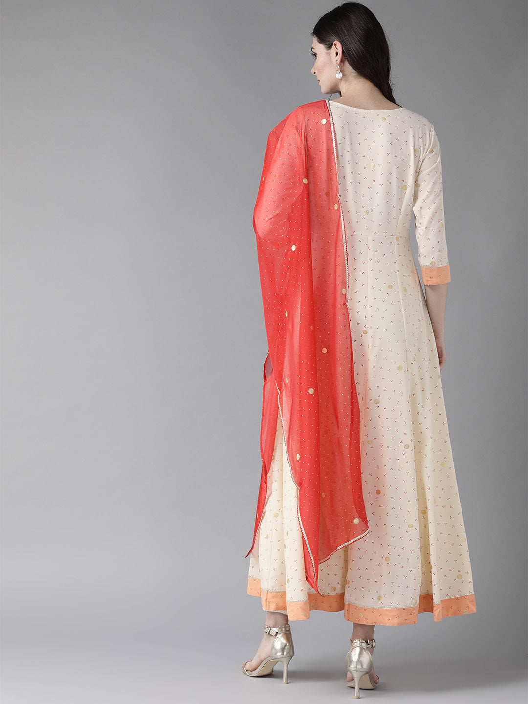 Cream Kurta with Dupatta Set