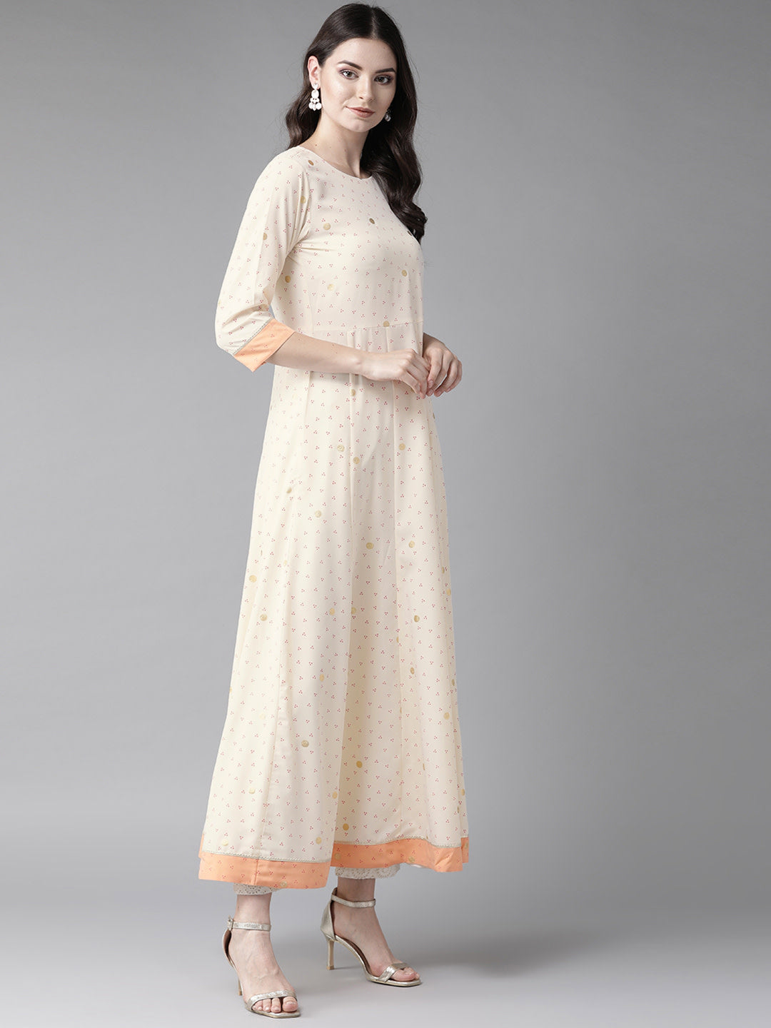 Cream Kurta with Dupatta Set