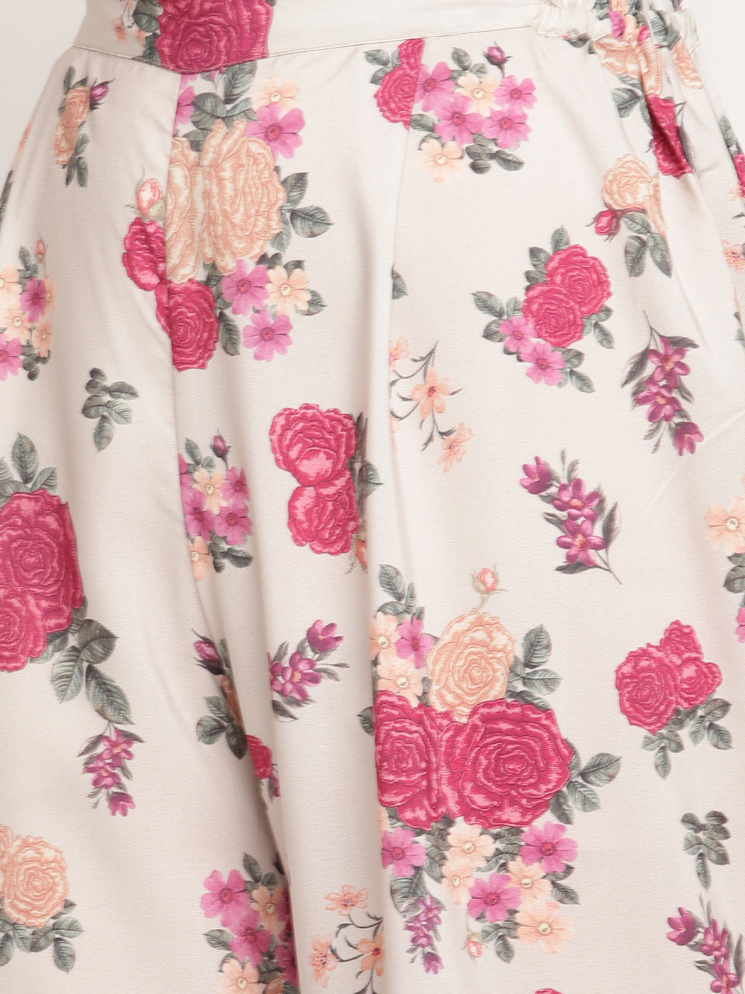 Beige Floral Printed Regular Gotta Patti Kurta with Palazzos & With Dupatta