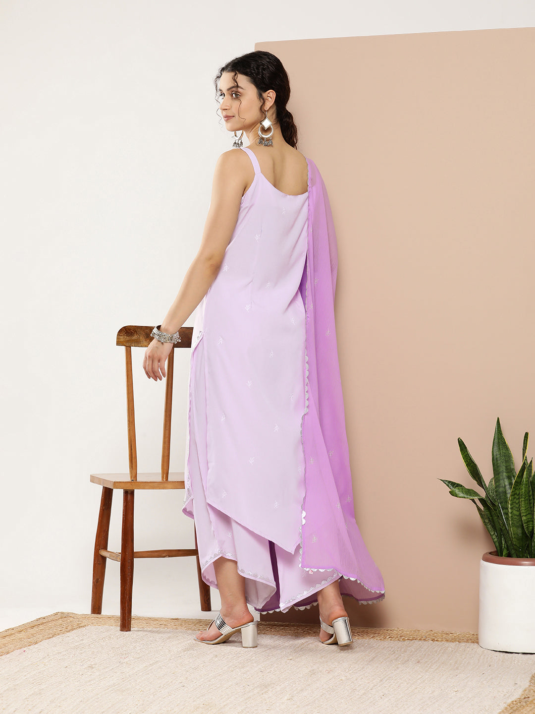 Lavender Gotta Patti Kurta with Palazzos & With Dupatta