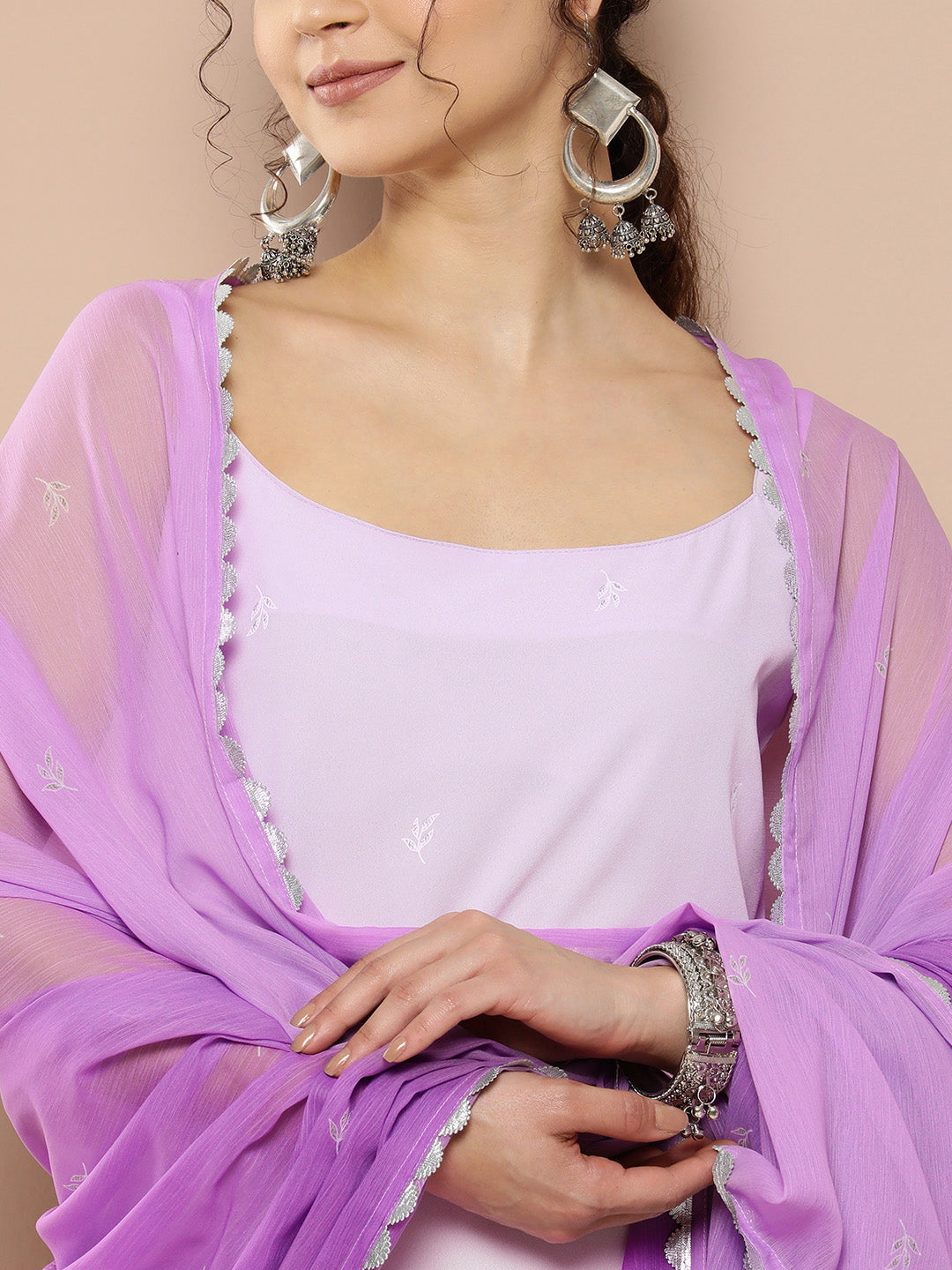 Lavender Gotta Patti Kurta with Palazzos & With Dupatta