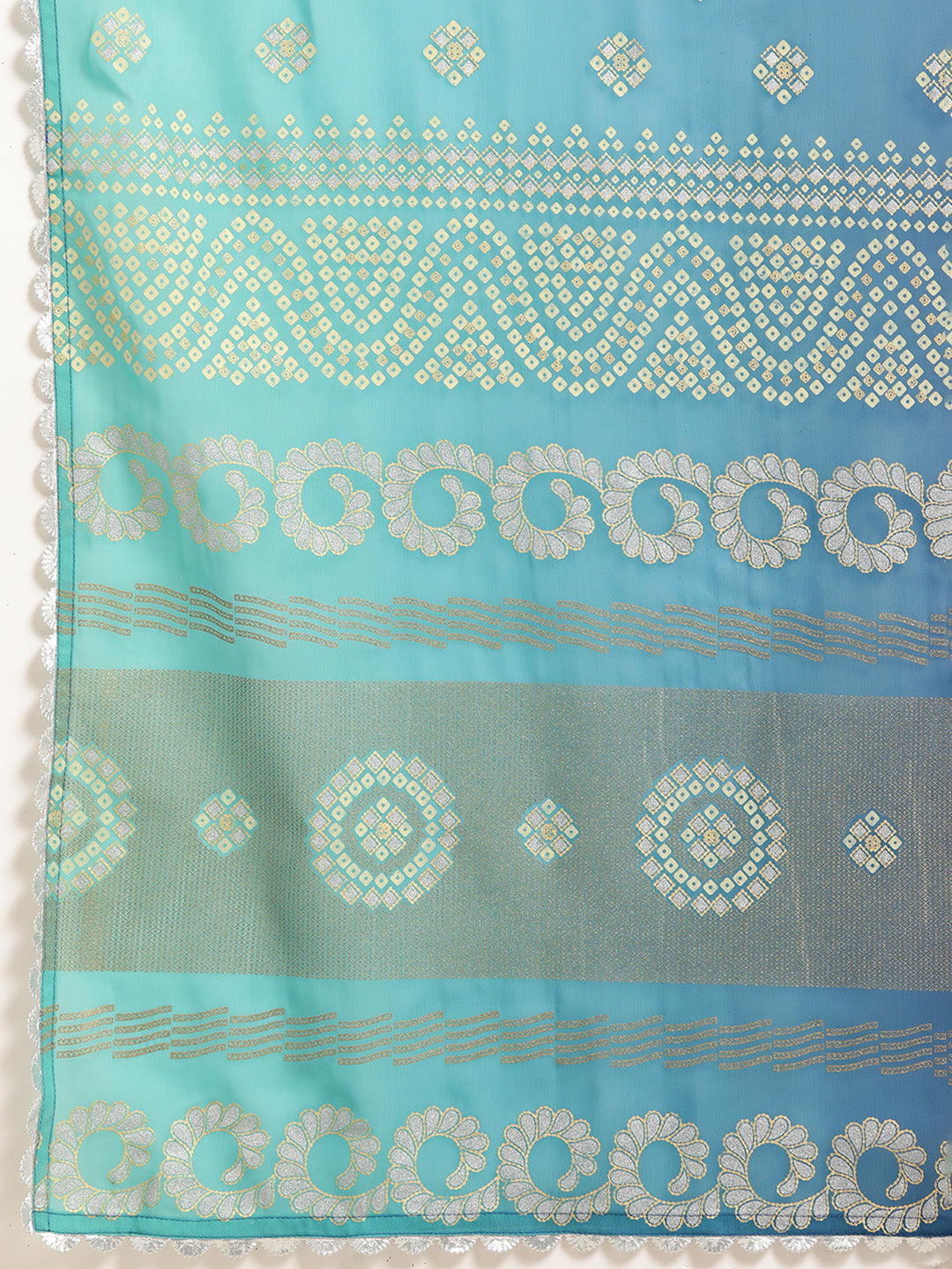 Blue Solid Pure Cotton Kurta With Palazzos & Printed Dupatta