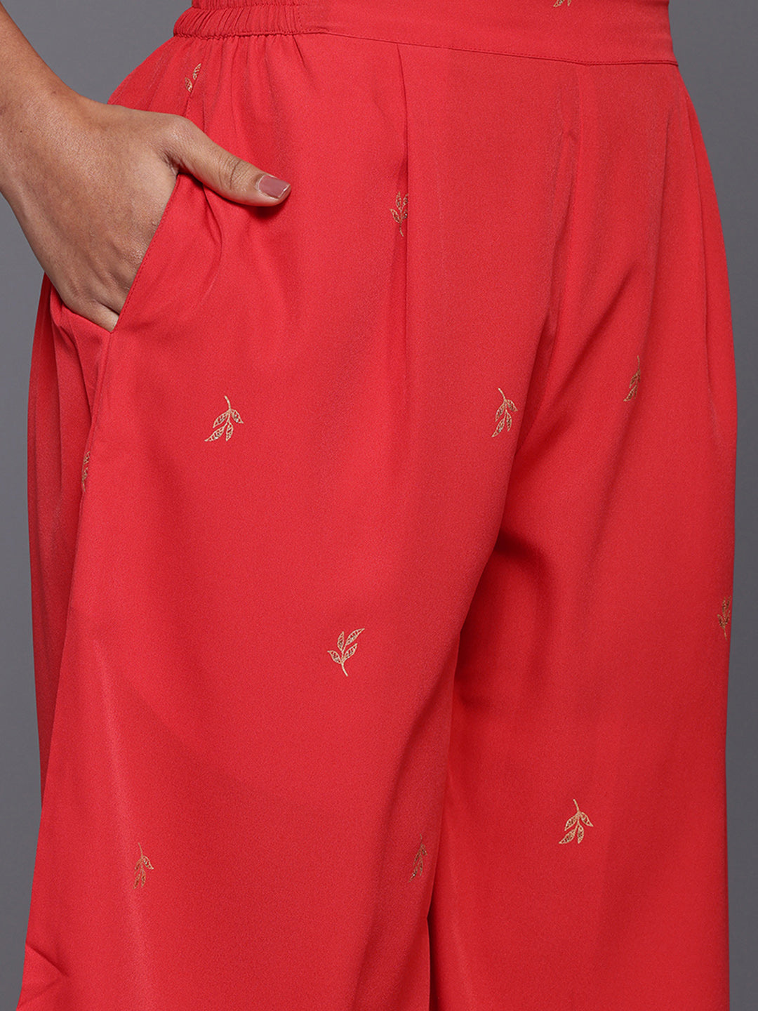 Floral Printed Gotta Patti Kurta With Palazzos & Dupatta