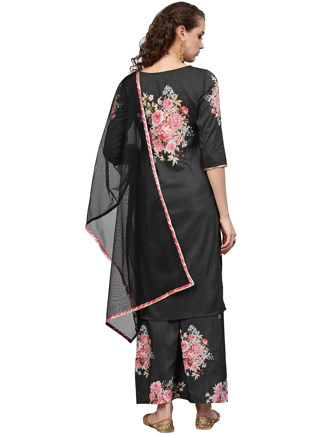 Black Printed Kurta Set for Women's