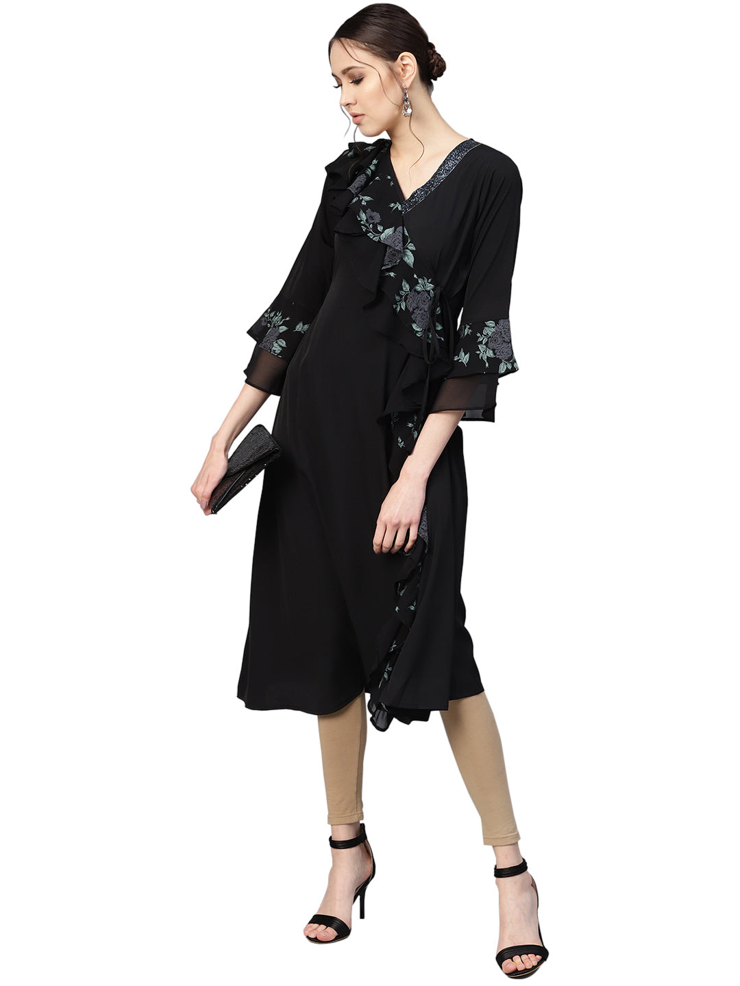 Black A-Line Georgette Kurta