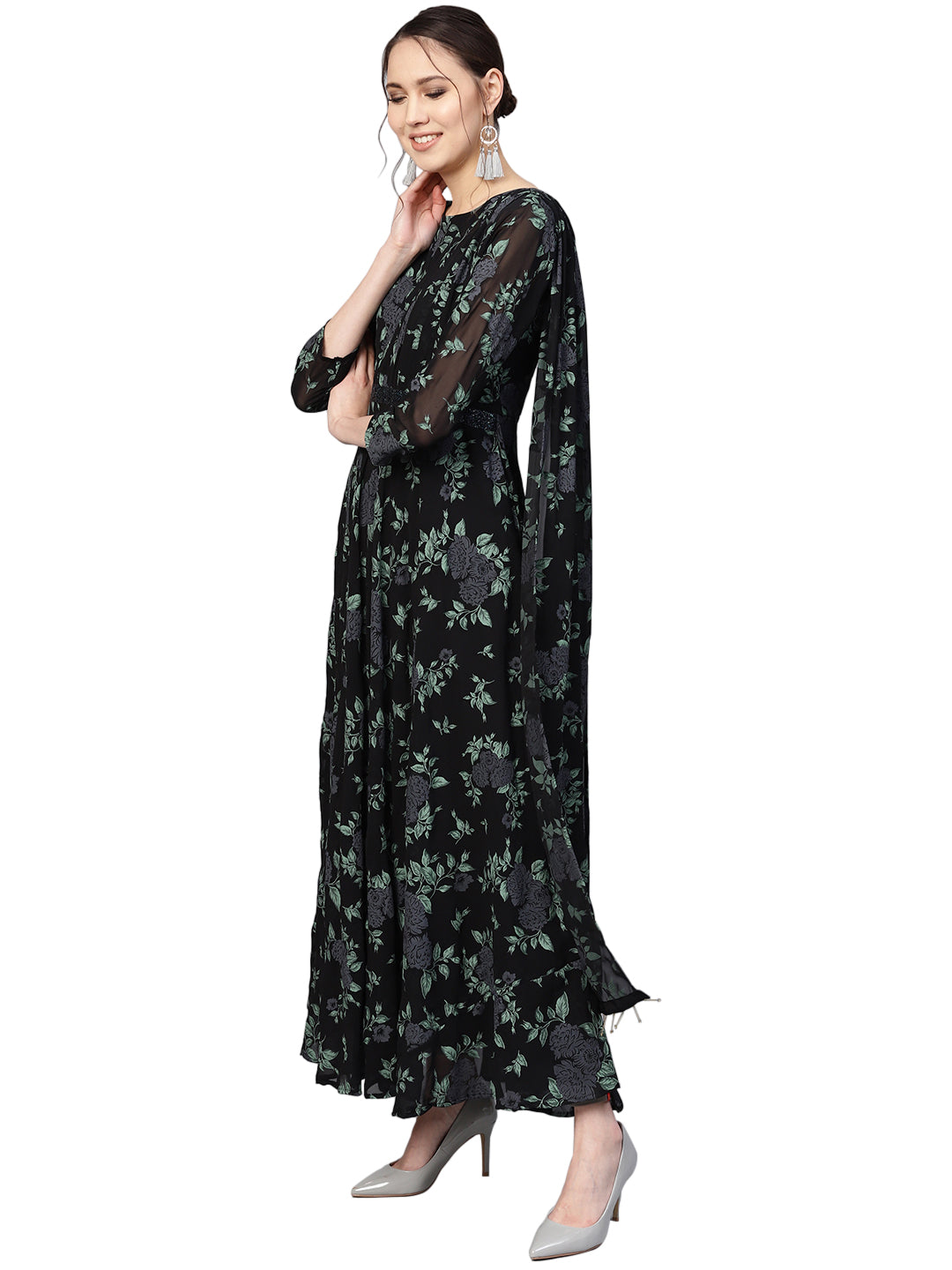 Ahalyaa Women's Flared Georgette Kurta