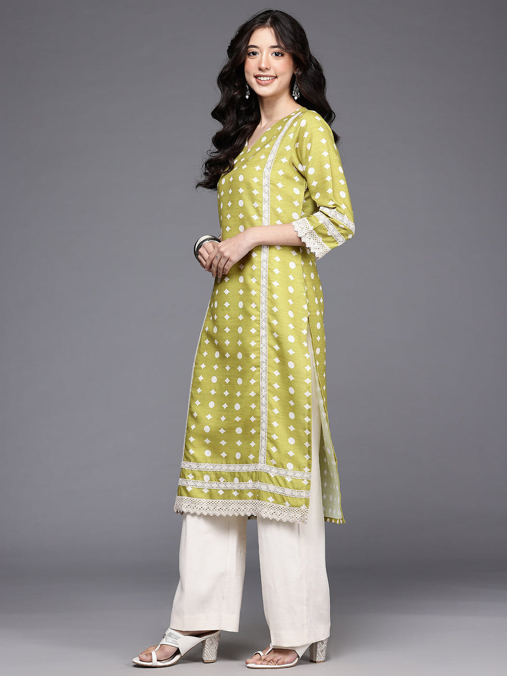Geometric Printed Chikankari Kurta-AH