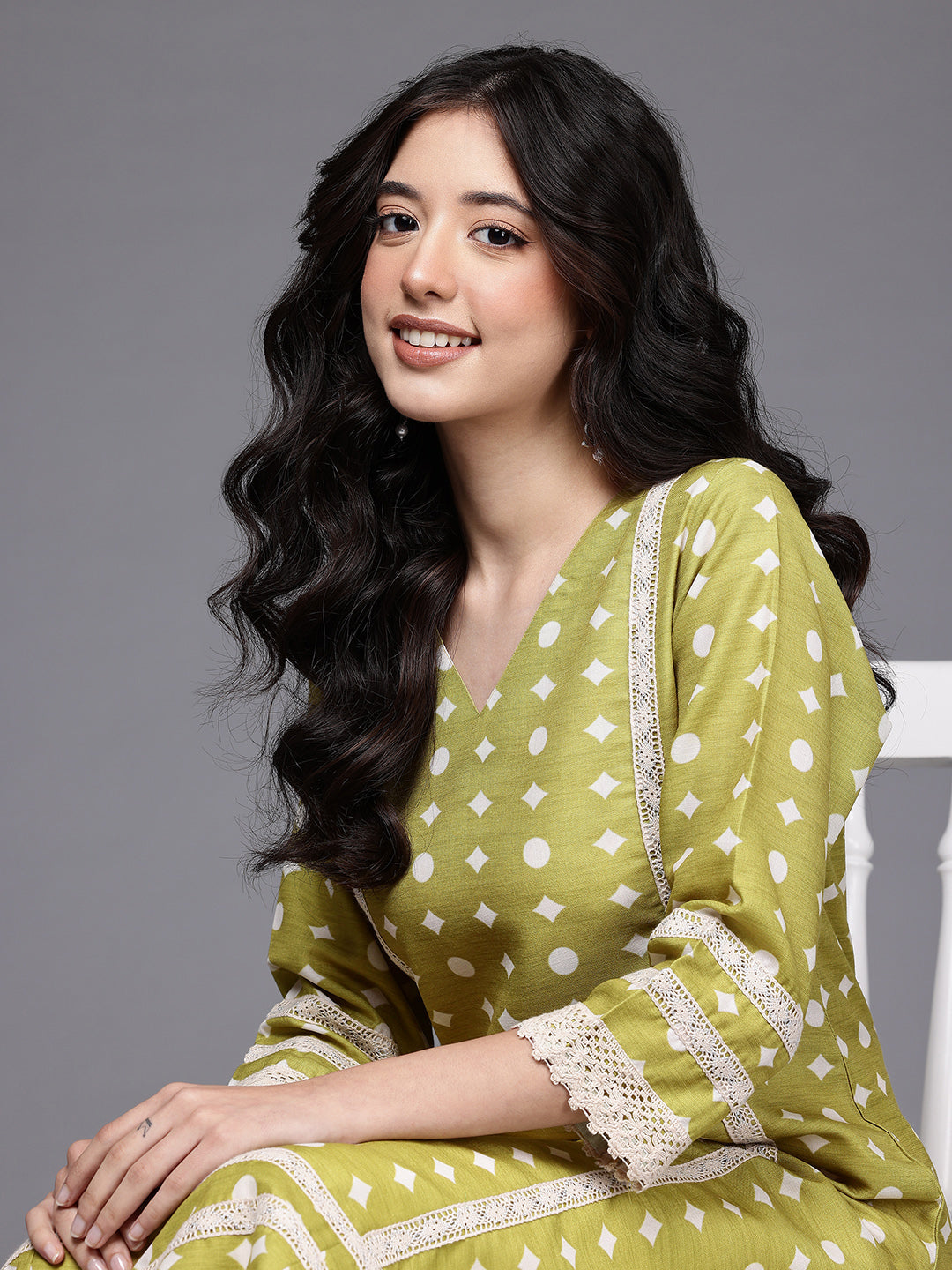 Geometric Printed Chikankari Kurta-AH