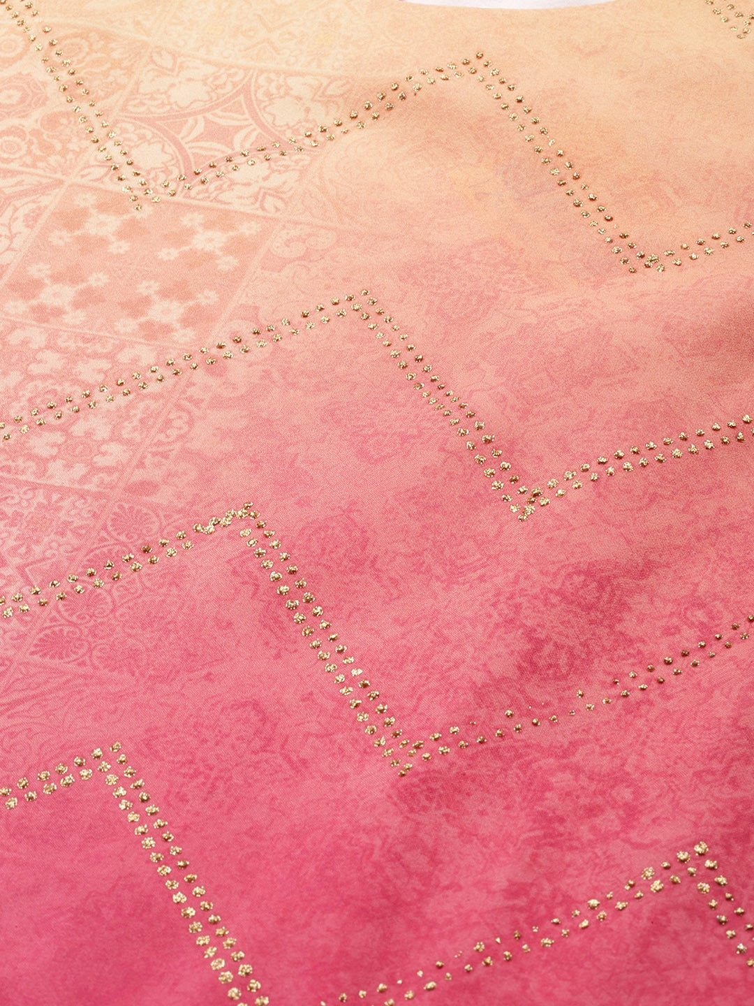 Pink & Golden Ombre Dyed Printed Kurta with Trousers