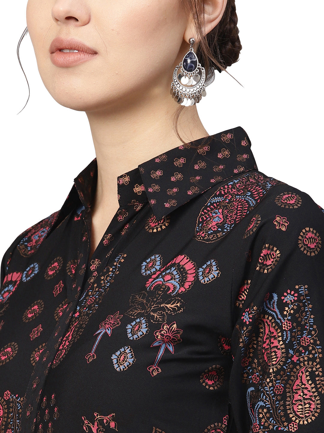 Black Printed Pathani Kurta Sets