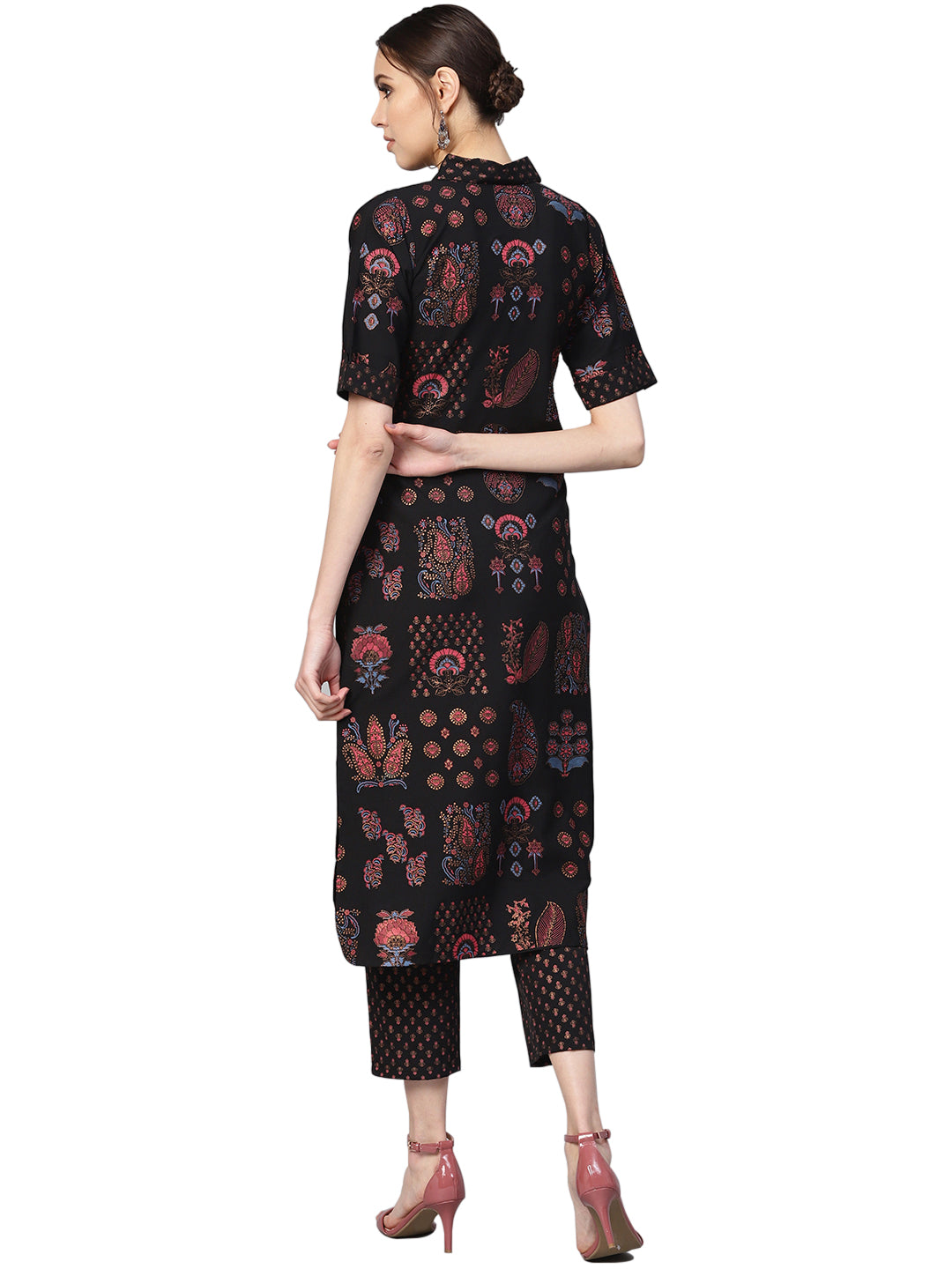 Black Printed Pathani Kurta Sets