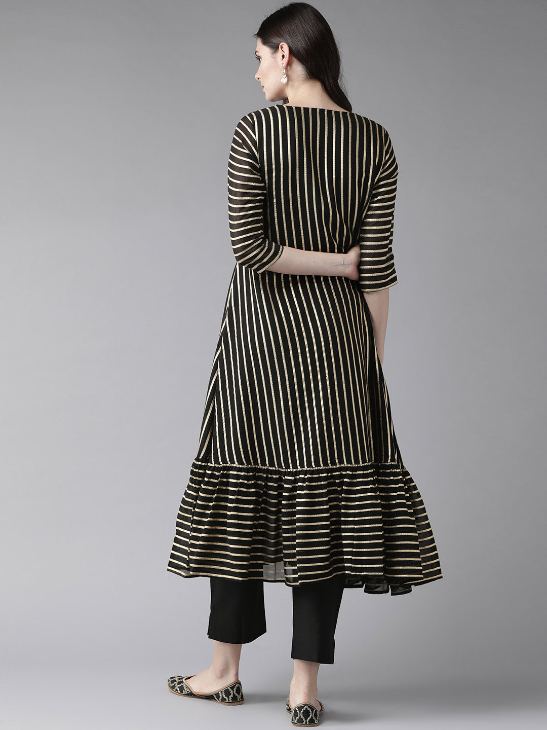 Black Striped Kurta with Trouser