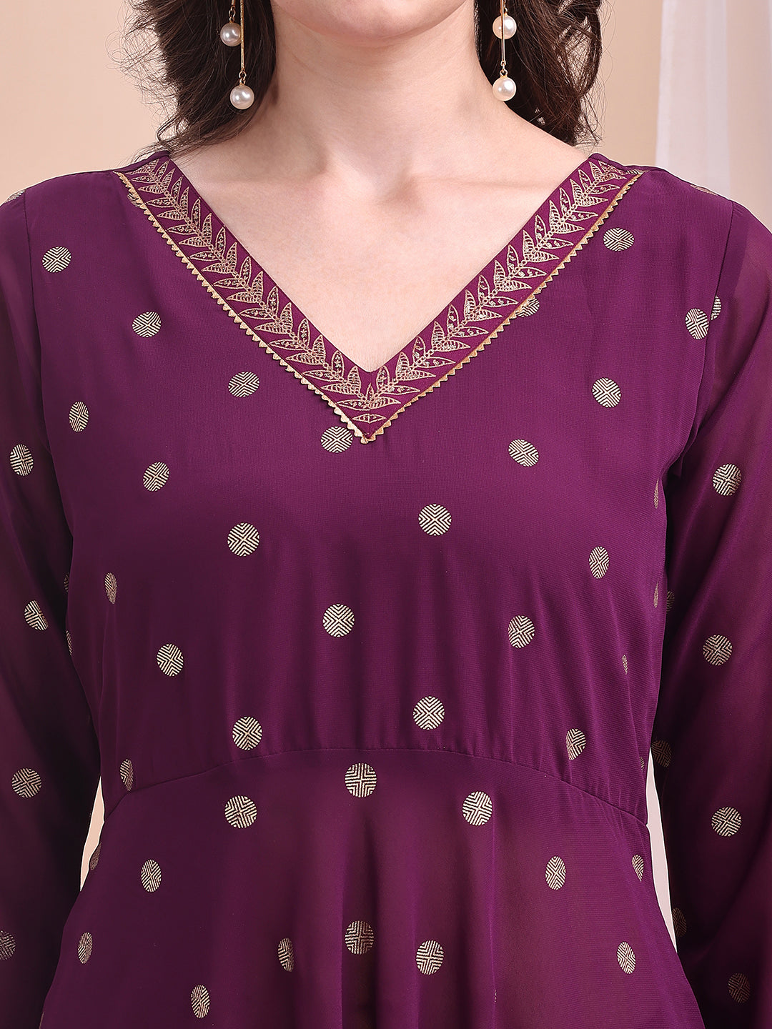 Women Gotta Patti Detailed Kurta with Trousers & Floral Printed Dupatta-AH