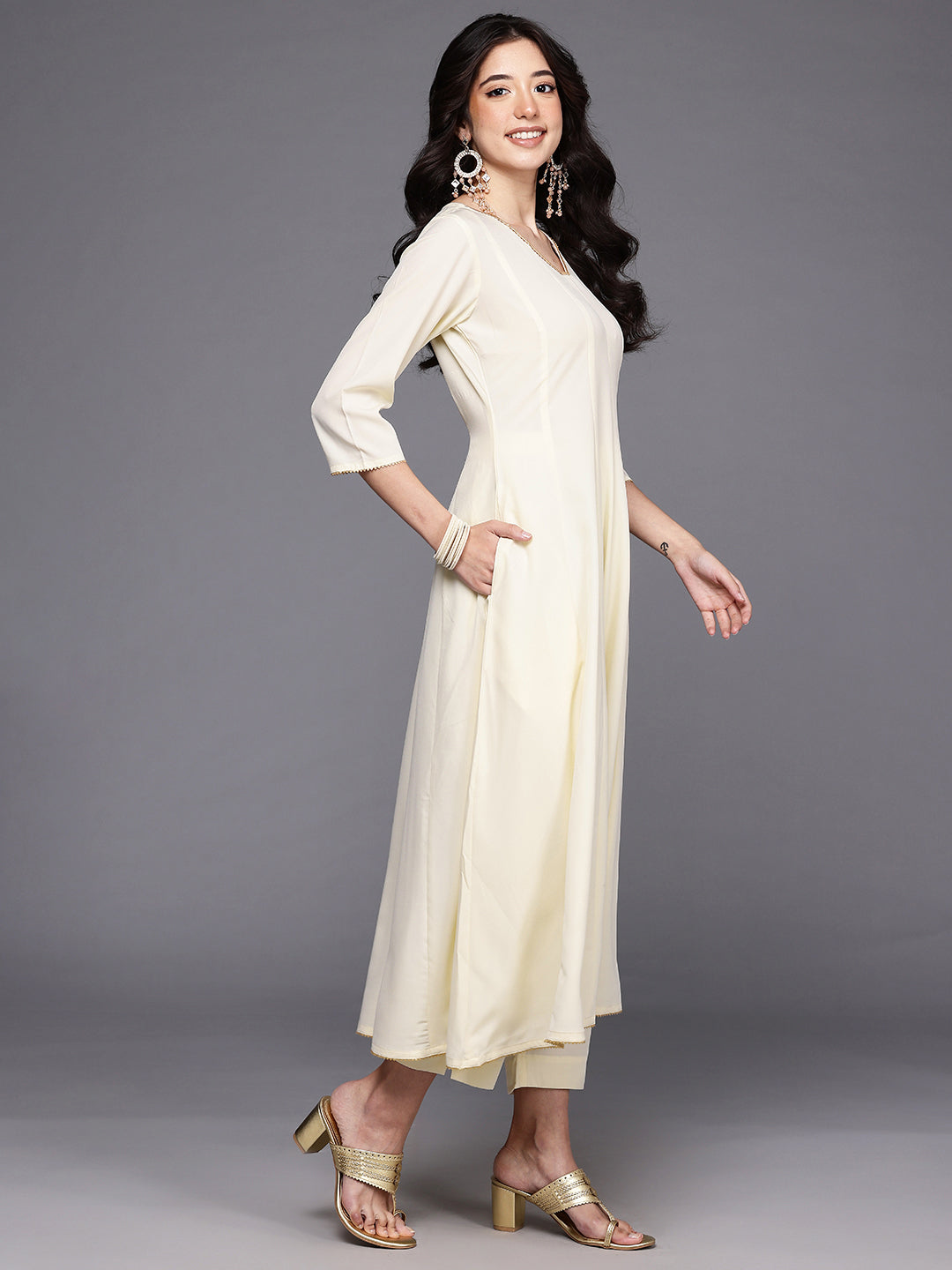 Panelled Gotta Patti Kurta with Trousers & Dupatta-AH
