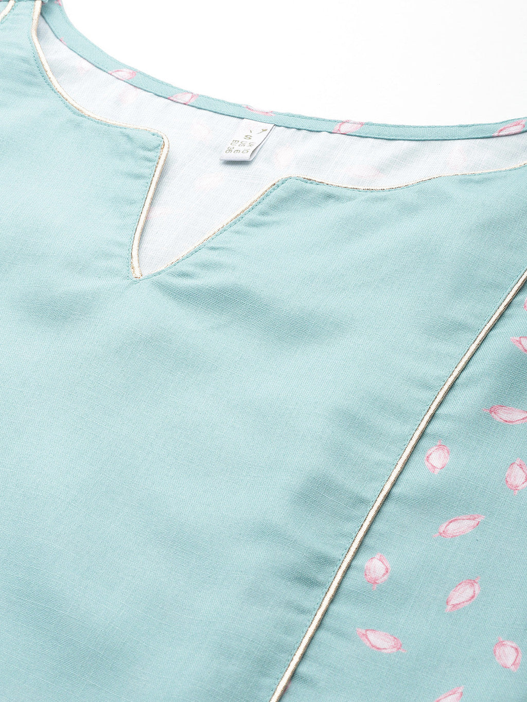 Floral Printed Panelled Gotta Patti Kurta with Trousers-AH