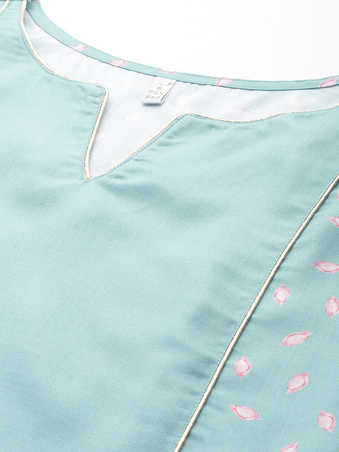 Floral Printed Panelled Gotta Patti Kurta with Trousers-AH