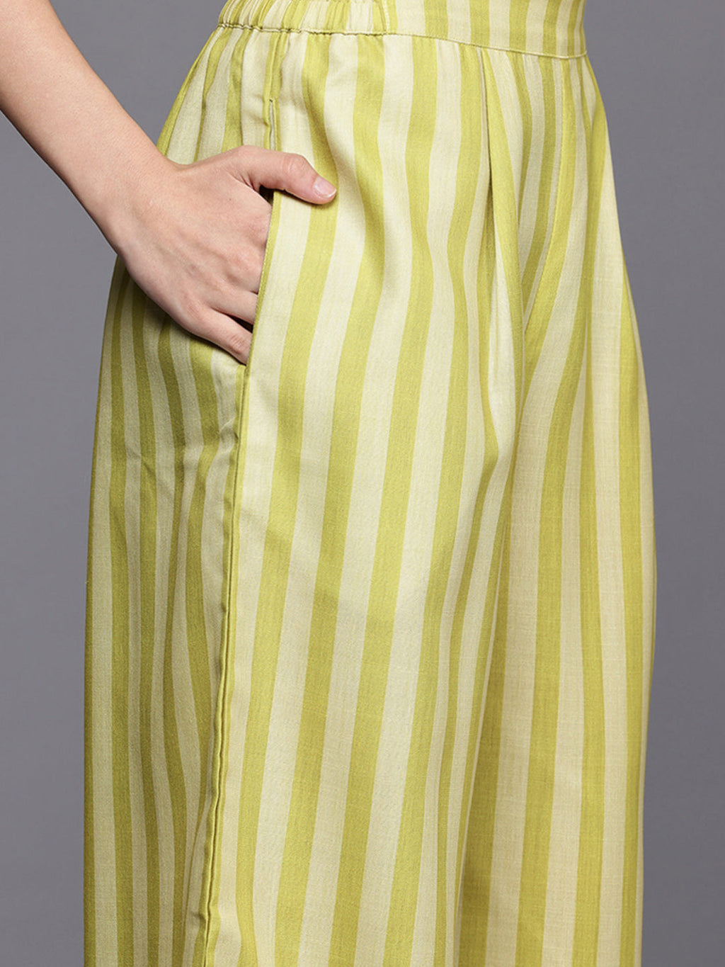 Striped Regular Gotta Patti Kurta with Palazzos-AH