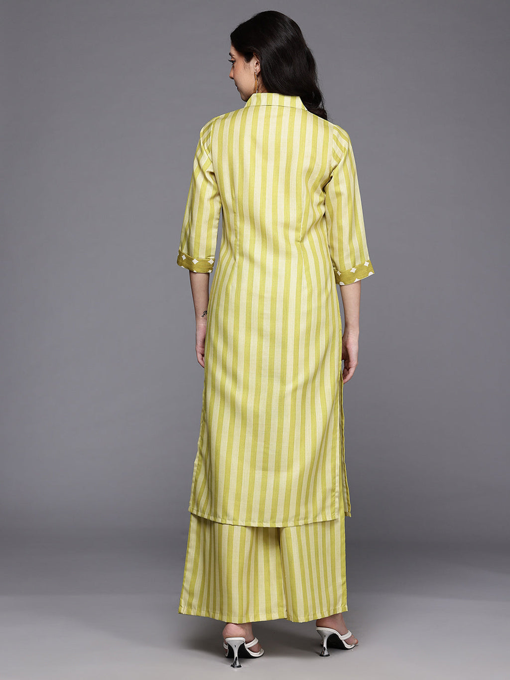 Striped Regular Gotta Patti Kurta with Palazzos-AH