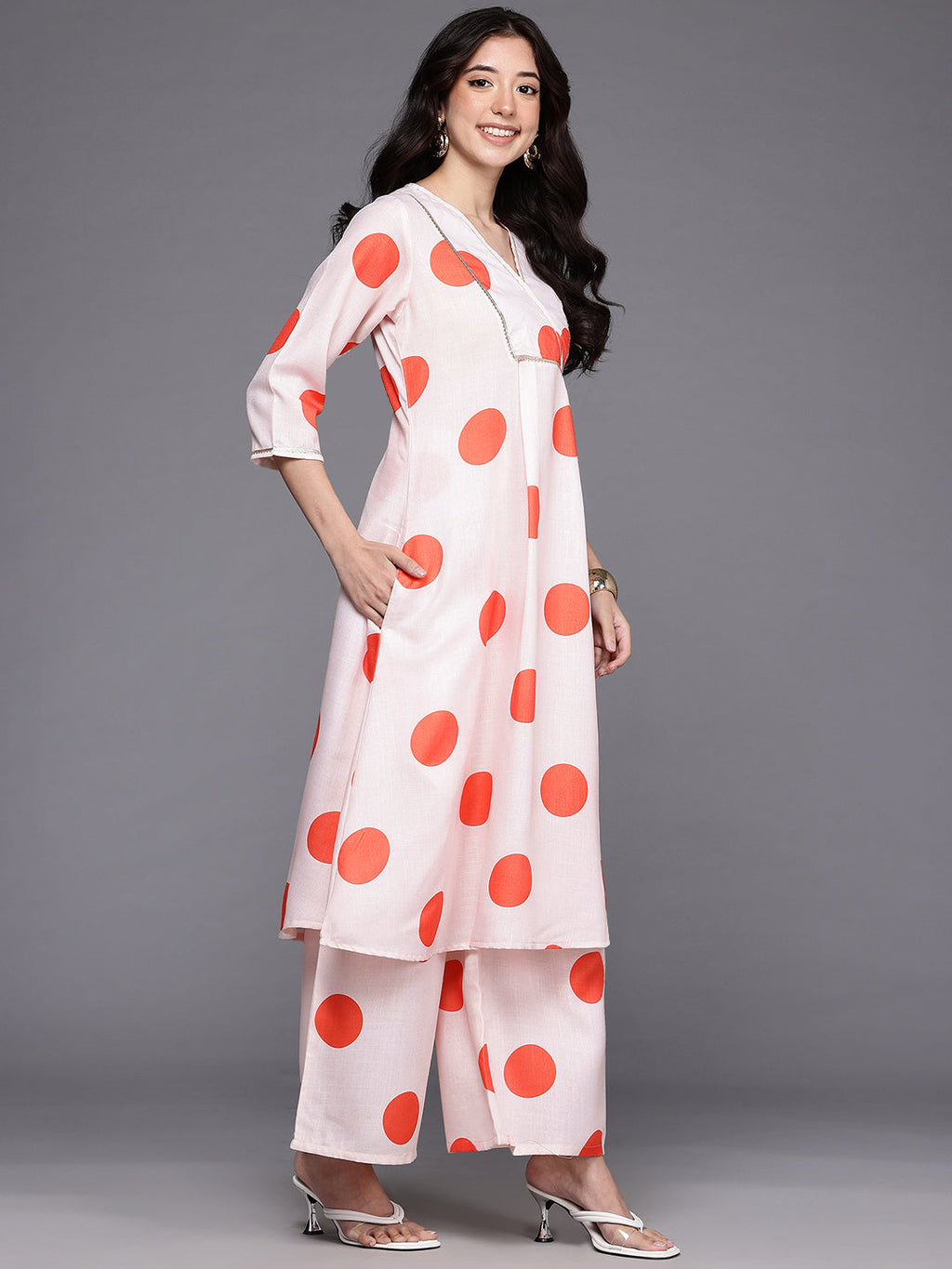 Printed Pleated Gotta Patti Kurta with Palazzos-AH