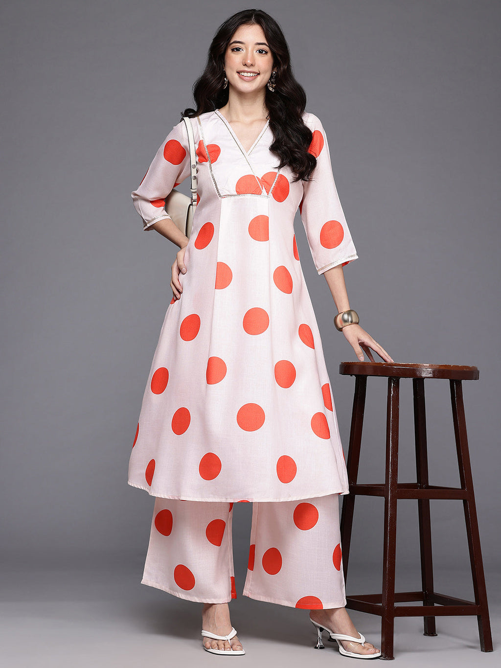 Printed Pleated Gotta Patti Kurta with Palazzos-AH