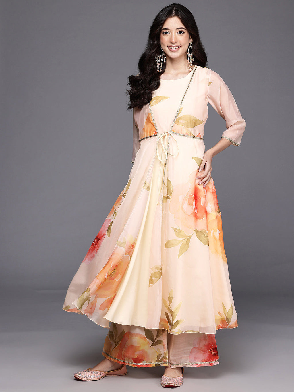 Floral Printed Empire Kurta with Palazzos-AH