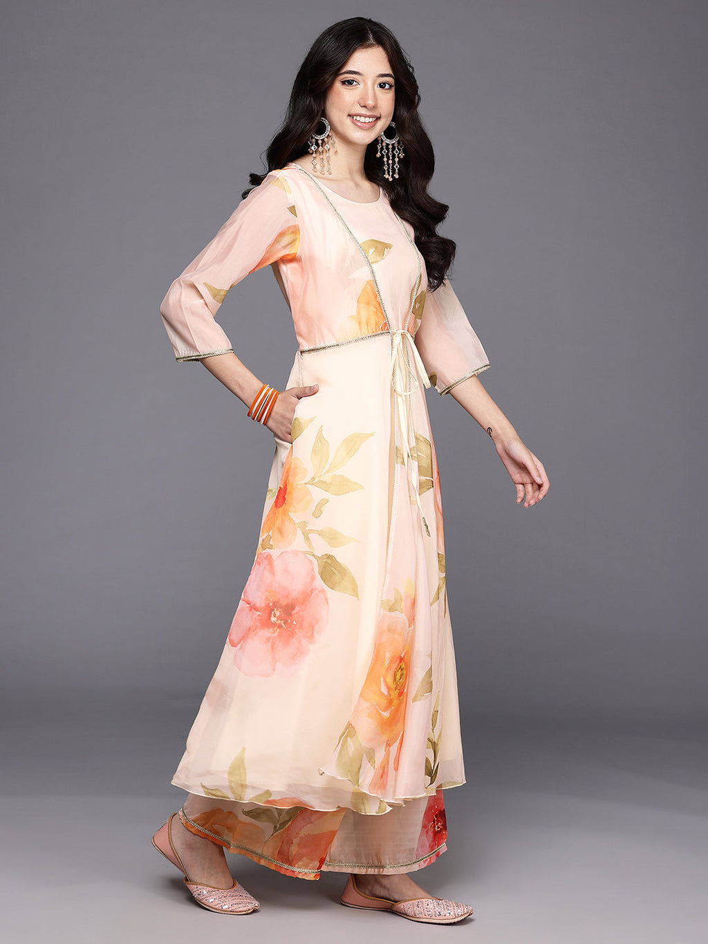 Floral Printed Empire Kurta with Palazzos-AH