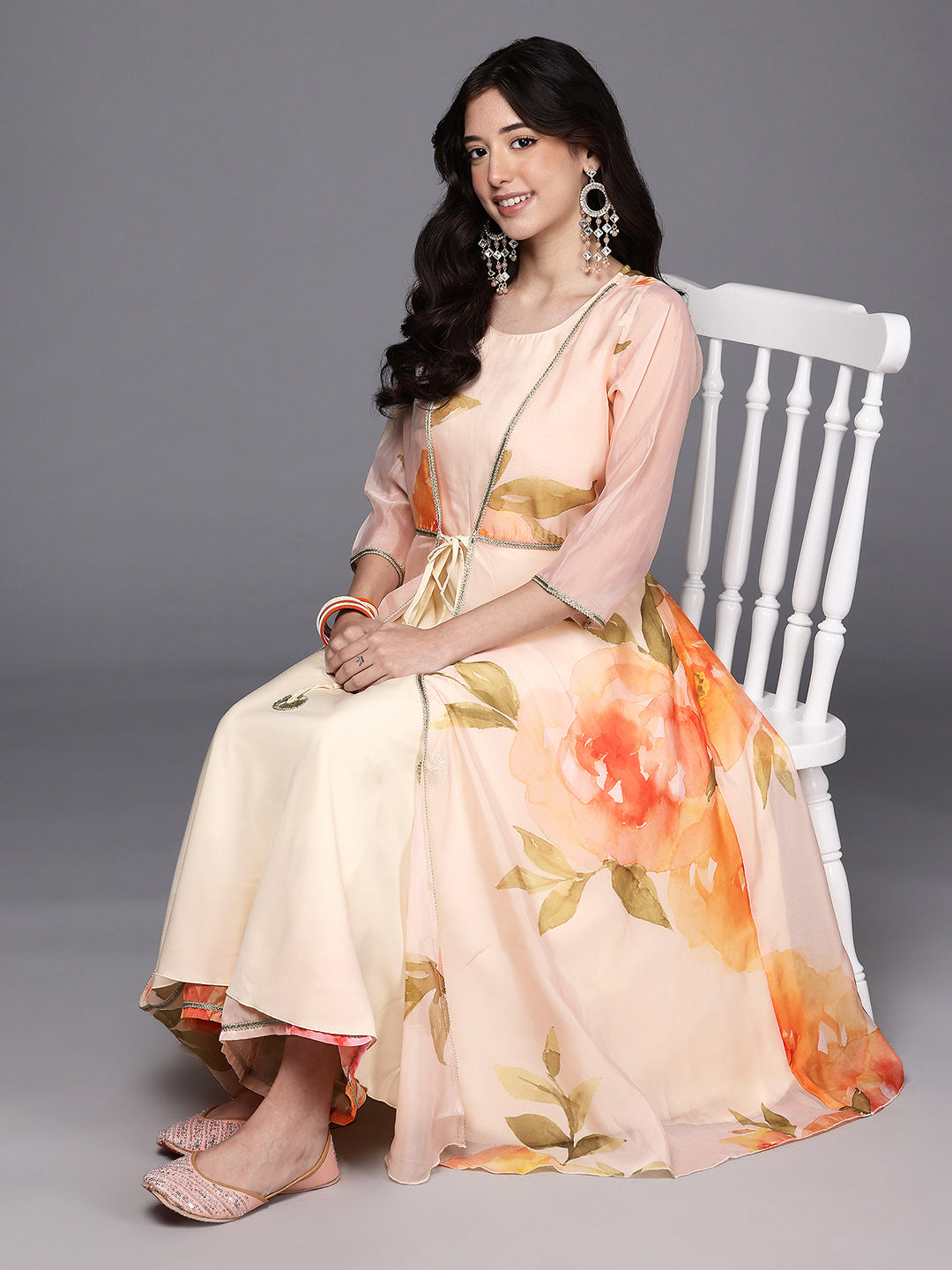 Floral Printed Empire Kurta with Palazzos-AH