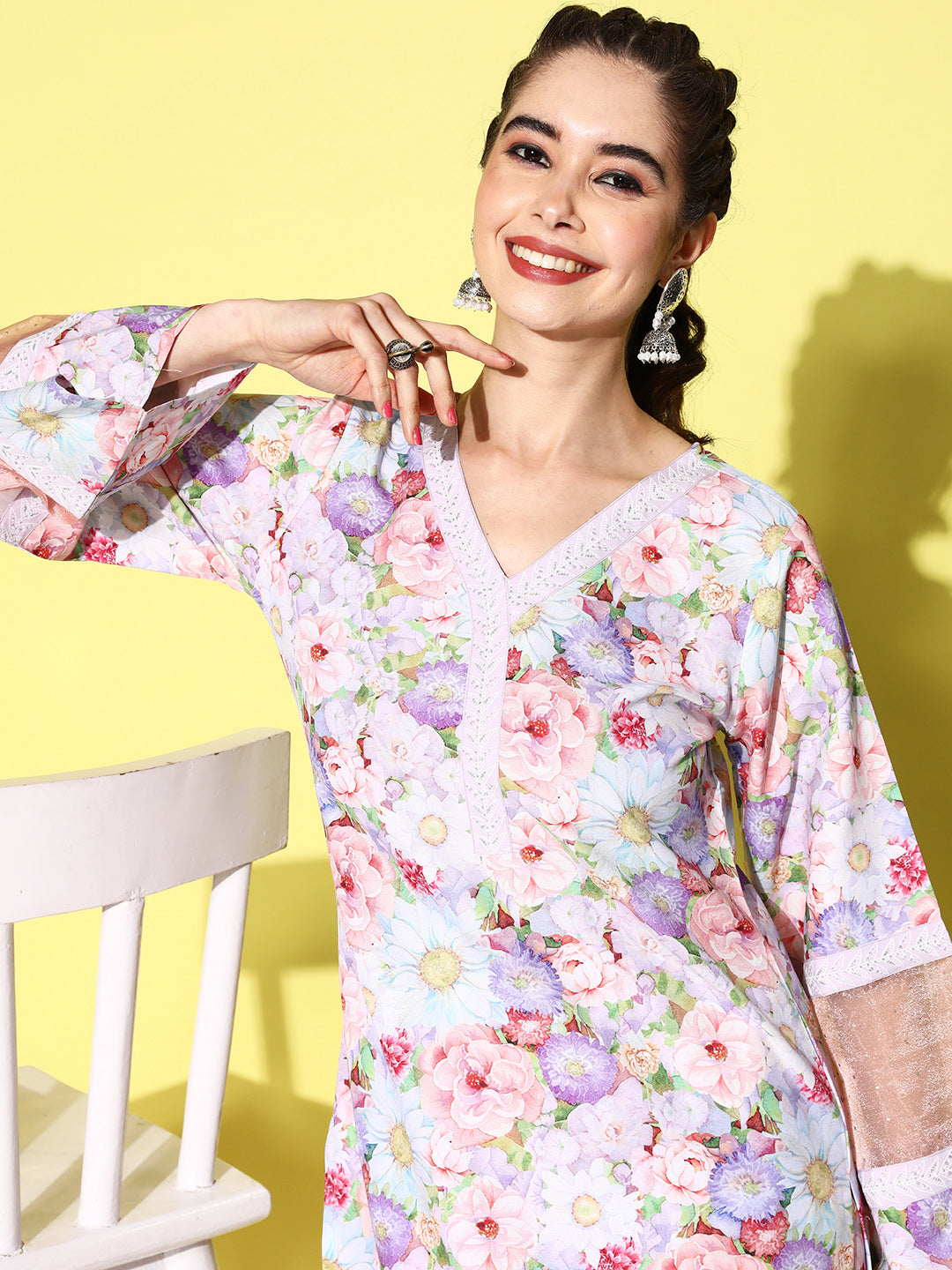 Multi Colour Floral Printed Kurta with Palazzos