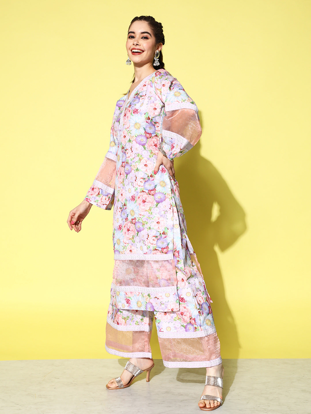 Multi Colour Floral Printed Kurta with Palazzos