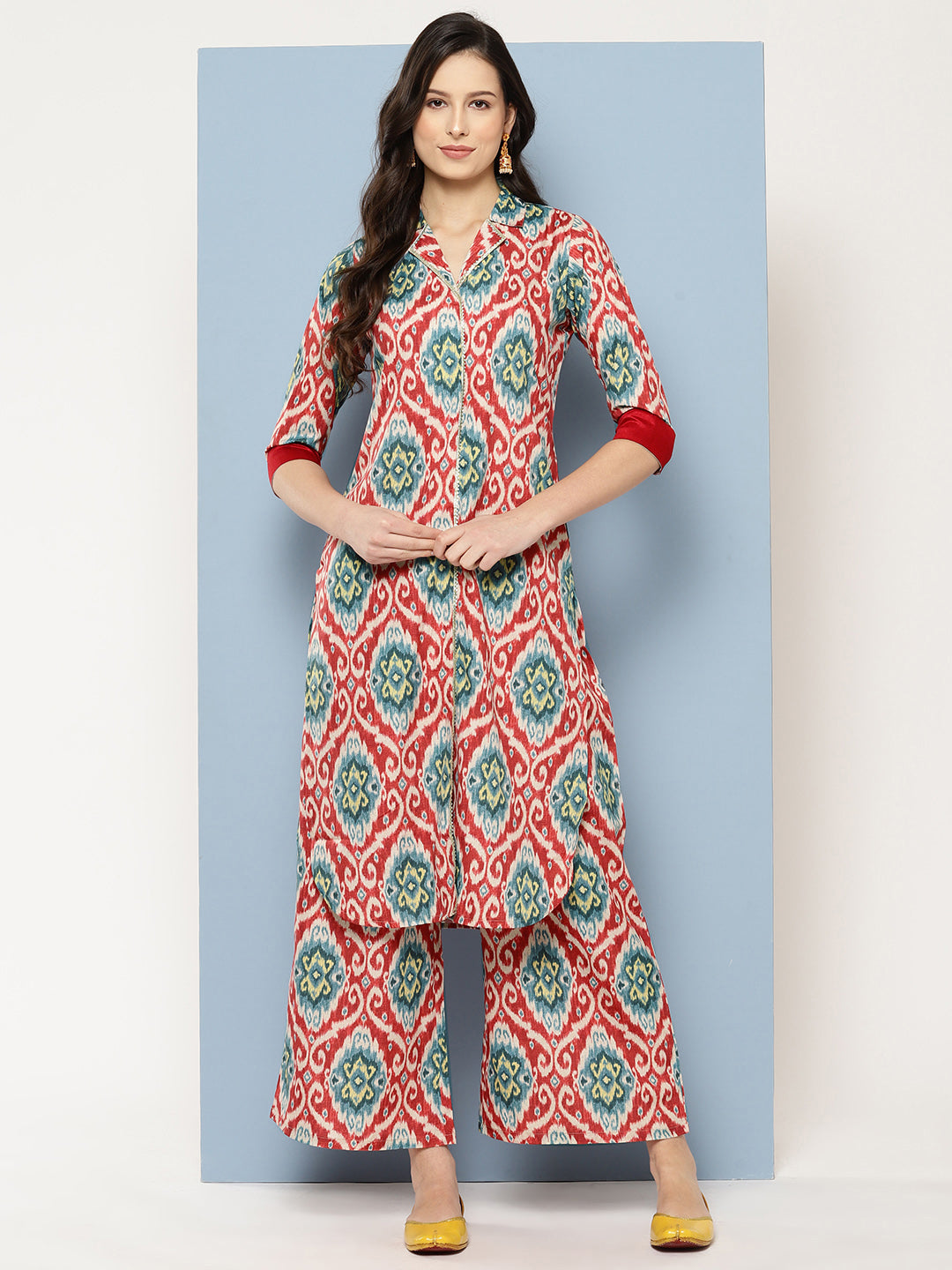 Ahalyaa Women Ethnic Motifs Printed Regular Gotta Patti Kurta with Palazzos