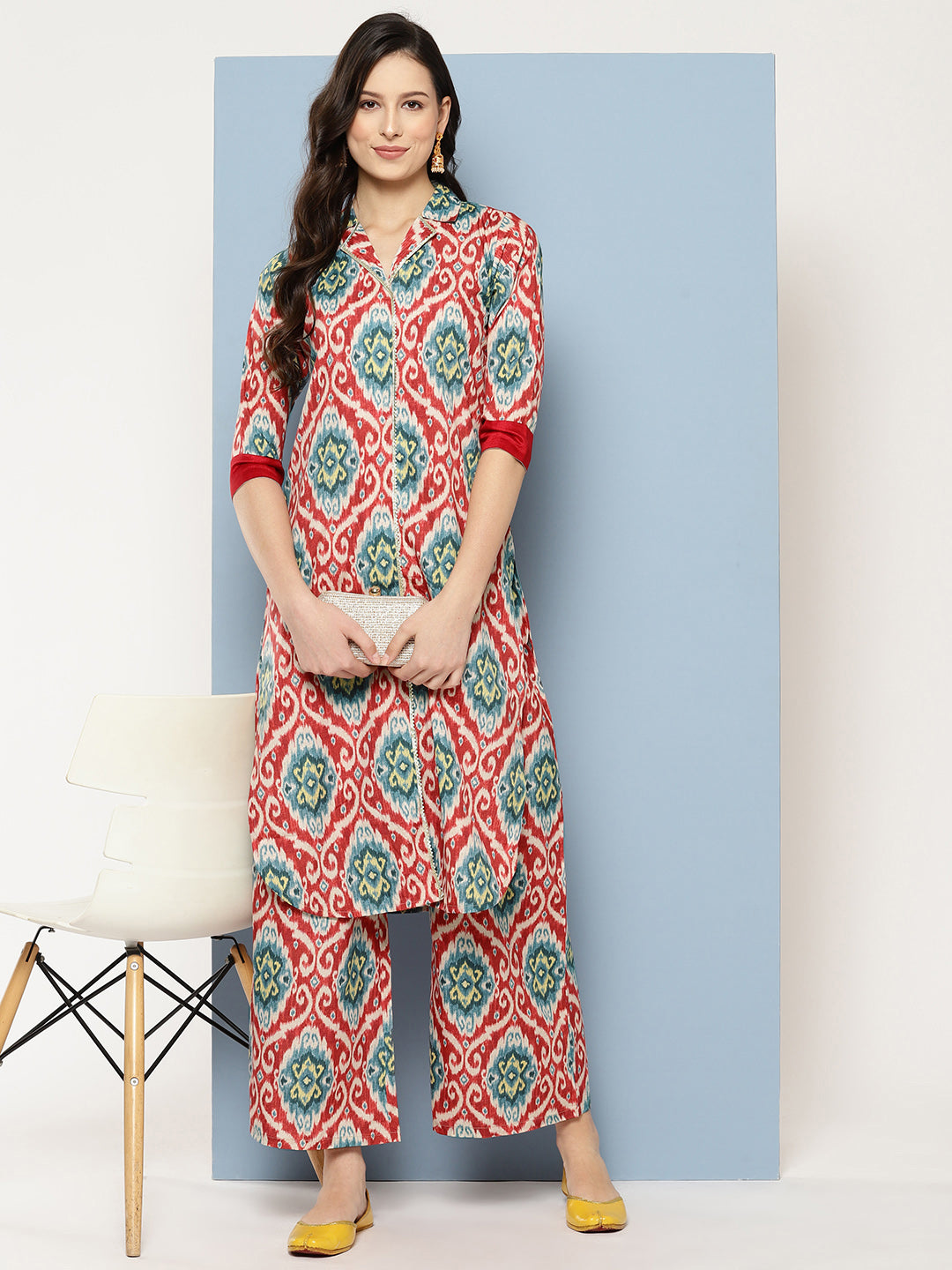 Ahalyaa Women Ethnic Motifs Printed Regular Gotta Patti Kurta with Palazzos