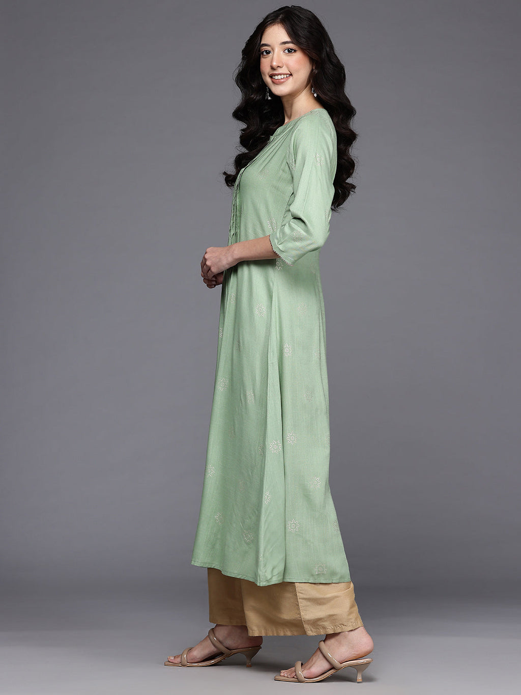 Geometric Printed Gotta Patti Kurta-AH