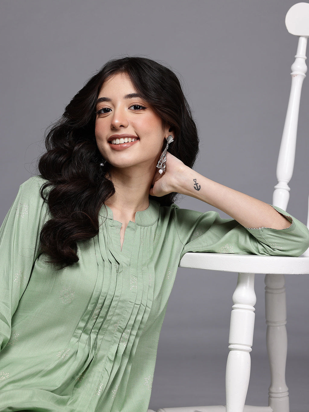 Geometric Printed Gotta Patti Kurta-AH