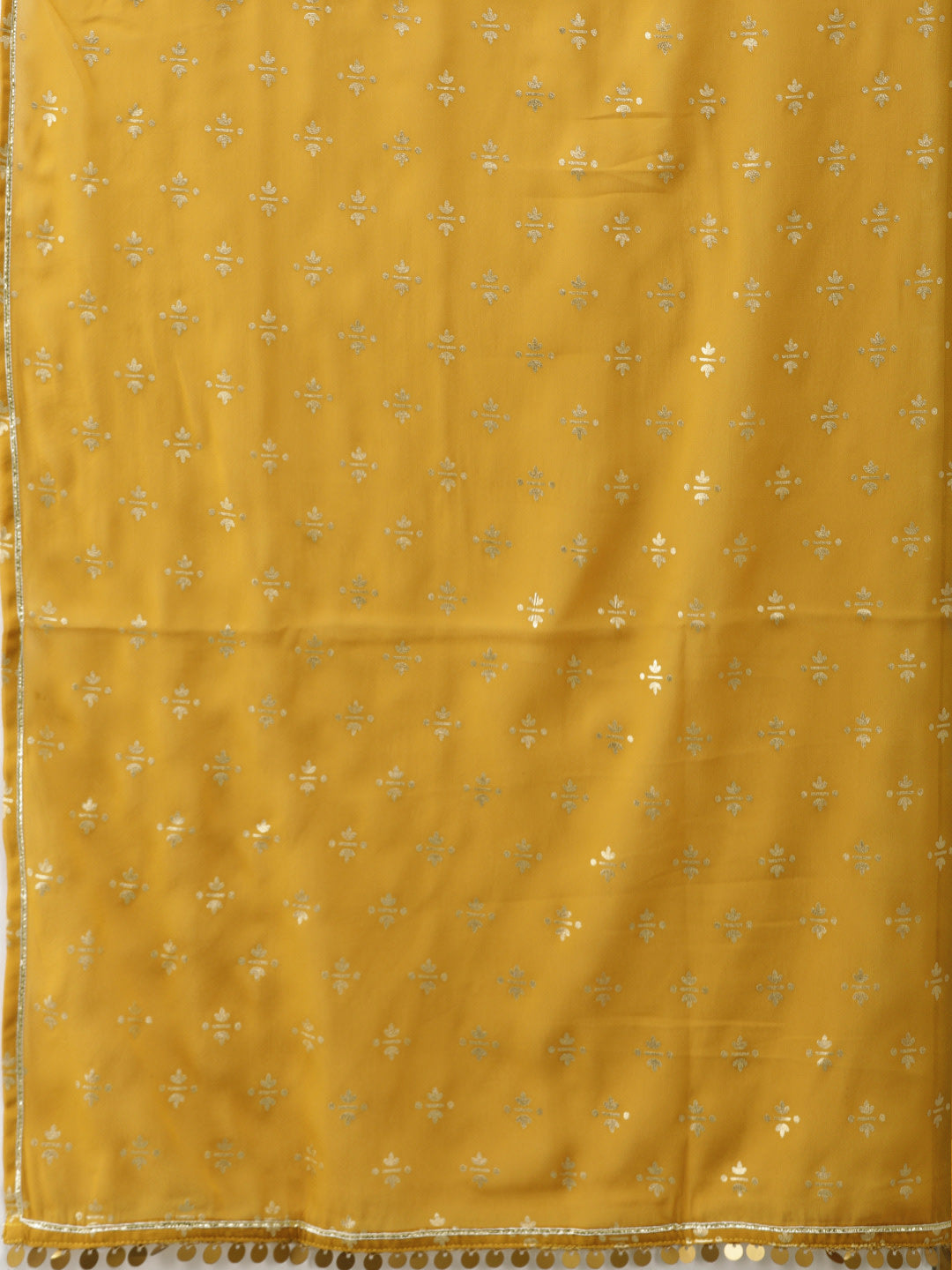 Ahalyaa Women's Mustard & Gold-Toned Printed Kurti with Sharara & Dupatta