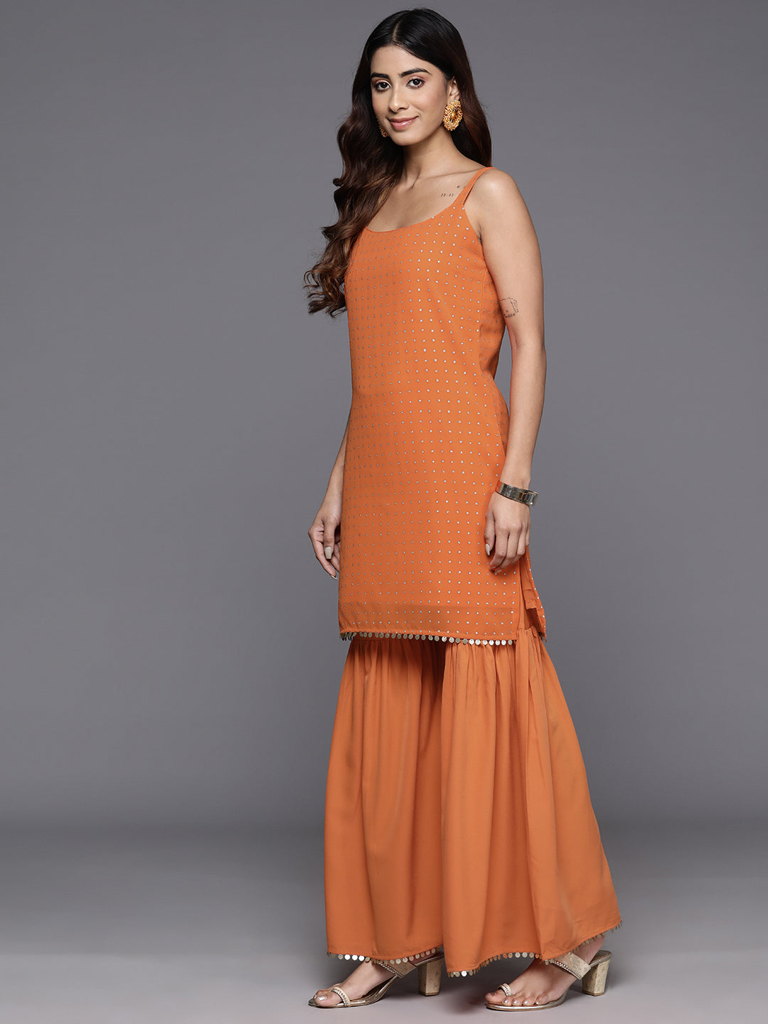 Womem's Printed Regular Gotta Patti Sharara set with Dupatta-AH