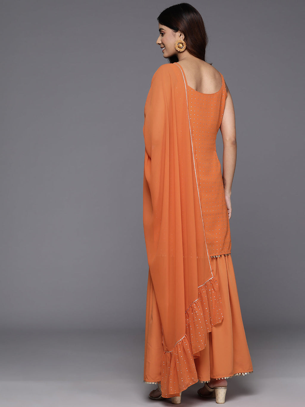 Womem's Printed Regular Gotta Patti Sharara set with Dupatta-AH