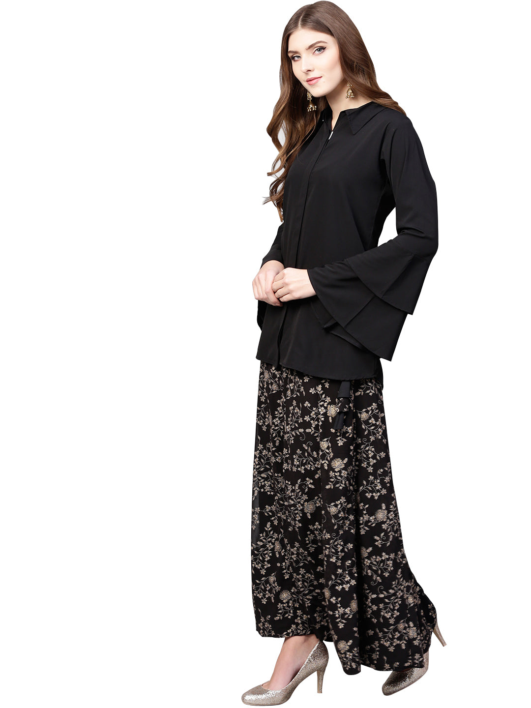 Black Shirt with Skirt Co-ord Set