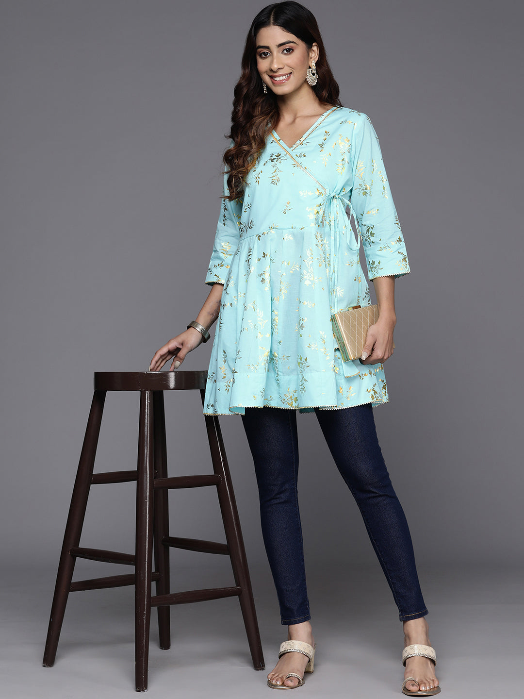 Printed Embellished Pure Cotton Ethnic Tunic