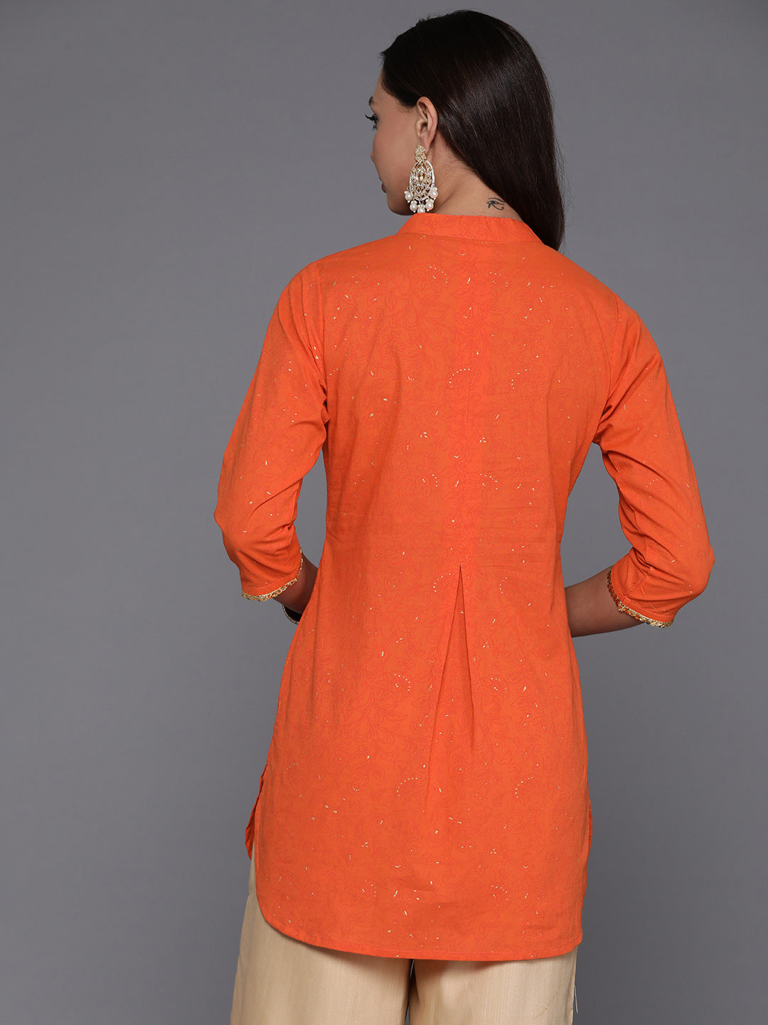 Mandarin Collar Printed Pure Cotton Tunic