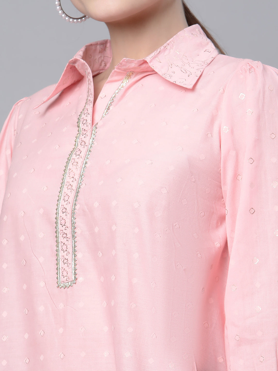 Baby Pink Pure Cotton Printed Tunic