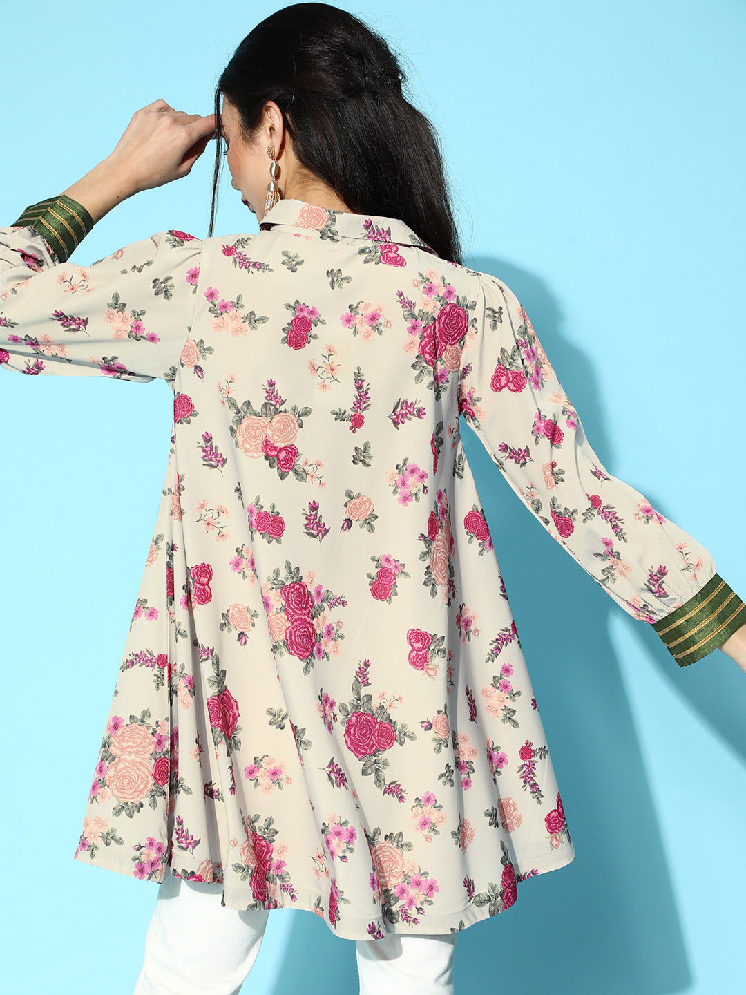 Beige Digital Floral Print Tunic