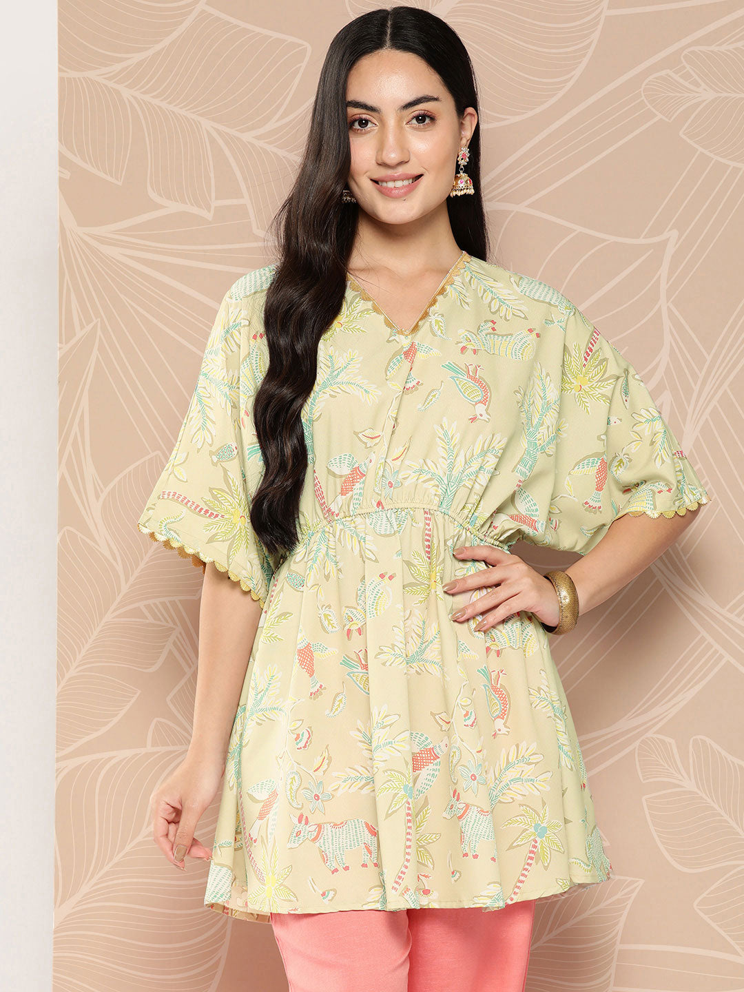 Ahalyaa Gathered Conversational Printed Tunic