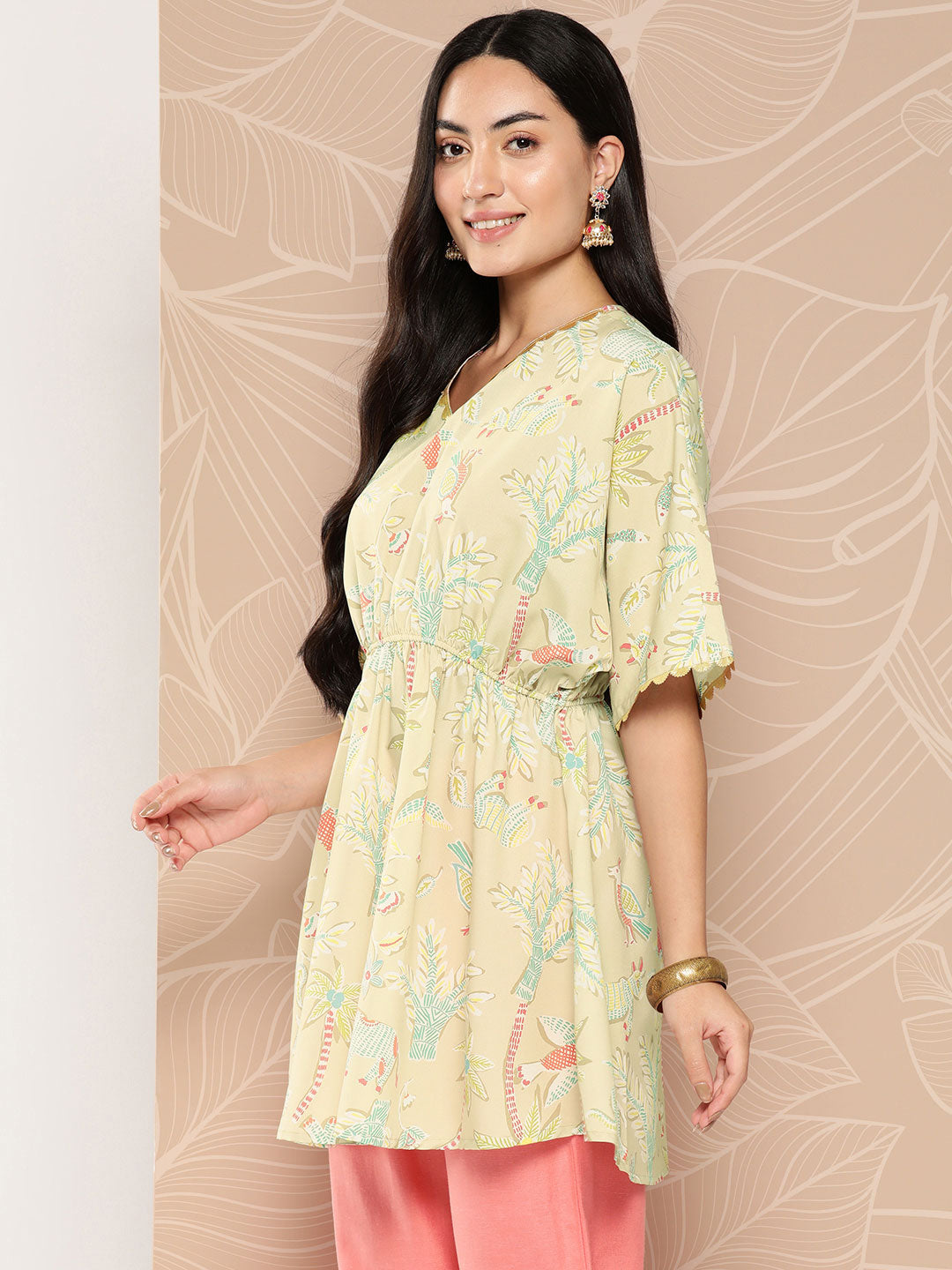 Ahalyaa Gathered Conversational Printed Tunic