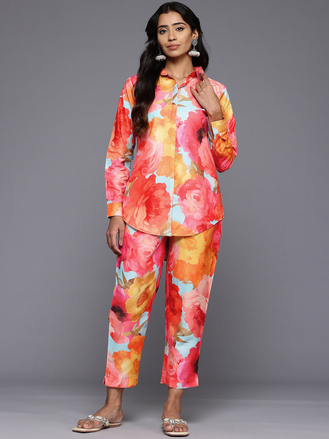 Floral Print Tunic With Trousers