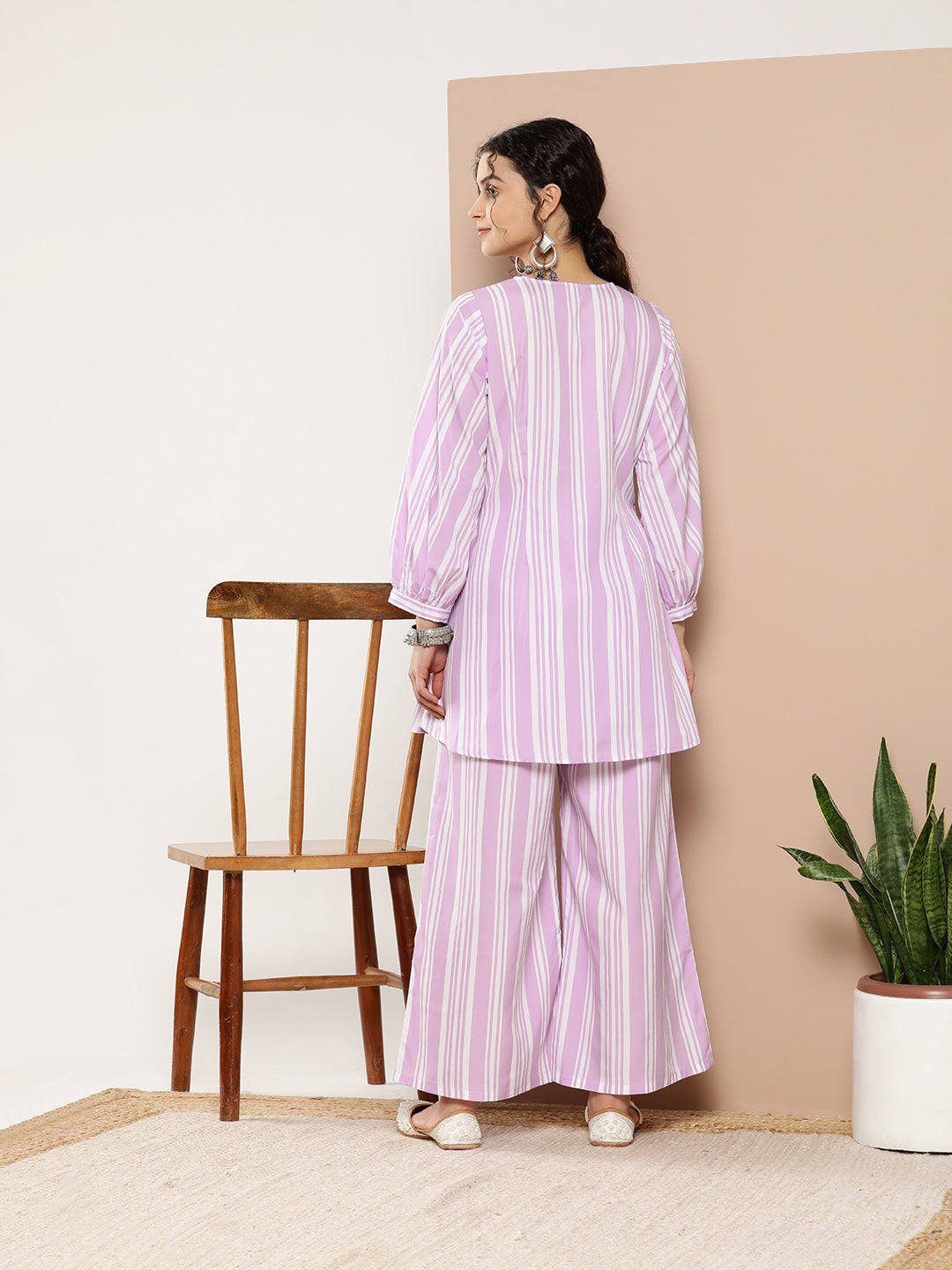 Lavender Striped Crepe Co-Ords